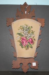 Needlepoint Victorian Wall Pocket for Papers 12"w., 22"H.