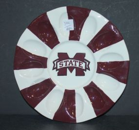 Mississippi State Egg Tray new pottery tray, 10"dia.