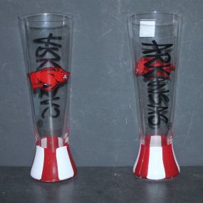 Pair of University of Arkansas Pilsner Glasses New pilsner glasses, 10"h.