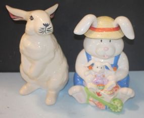 Pittman Rabbit and Rabbit Cookie Jar rabbit (broken ear) 12"h