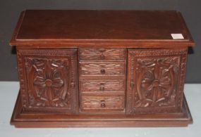 Vintage Jewelry Box with Costume Jewelry 16"w., 9"h.