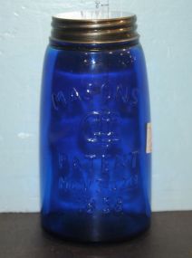Repro. Blue Mason Jar 7"h.