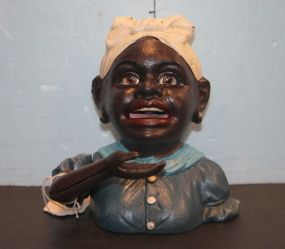 Repro. Aunt Jemine Cast Iron Mechanical Bank 5"h.
