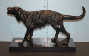 Repro. Dog Statue On Marble Base bronze finished, 11"w., 6"h.