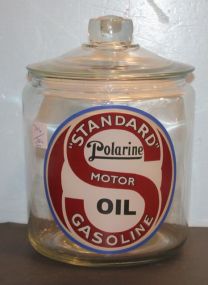 Repro. Standard Oil Jar with Lid 7"dia., 10"h.