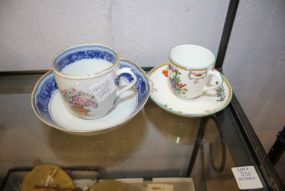 Winterthur "Mandarin Bouquet" Cup and Saucer, Vista Alagre Demi Tesse Cup and Saucer