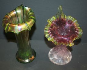 Trumpet glass vase (damaged), Carnival Glass Trumpet Vase 9"h