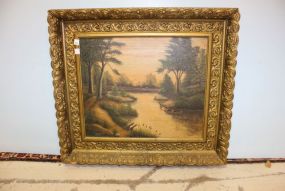 Oil Painting "Taking Flight" framed in ornate gold frame, signed and dated by Borchardt, 1954