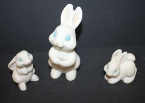 Three Marble Like Bunnies 2" - 4"h.