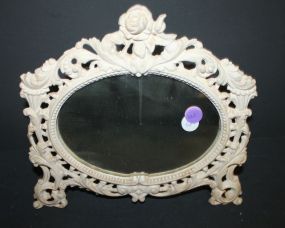 Ornate Oval Iron Mirror 11"w., 9"h.
