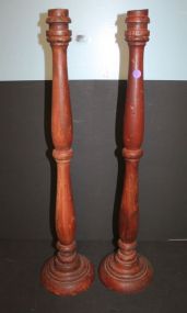 Pair of Wooden Candlesticks 28"h.