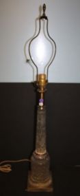 Tall Glass & Brass Table Lamp 36"h.