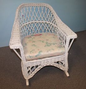 Wicker Rocker with Cushions 29"w., 29"h.