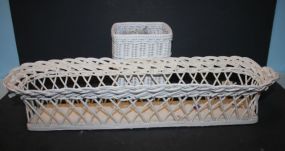 21" Oval Wicker Basket and Wicker Toilet Paper Holder