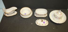 Miniature Gravy Boat, Tureen and Under plate Ramkin, and Covered dish under plate 4"