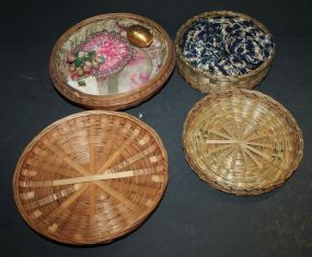 Two Straw Boxes 7"., 8" dia.