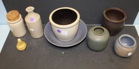 Small Pottery Jug, Vases, and Bowls jug 7"h., vase 5"h