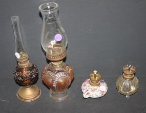Four Small Kerosene Lamps 3"- 12"h.