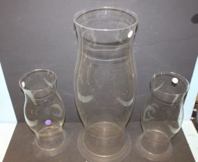Three Glass Hurricane Shades 11", 17"h.