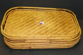 Five Oval Rattan TV Trays