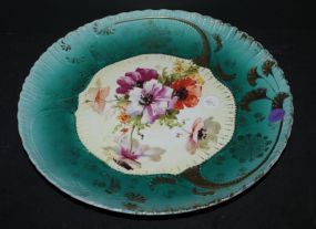 Handpainted Plate of Pansies 11"dia.