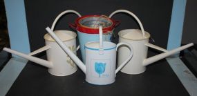 Three Kettles, Various Painted Tin Buckets