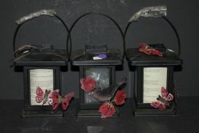 Three Metal Garden Lanterns 5"w., 5"h.