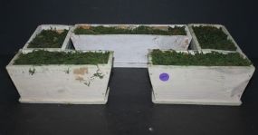Four Wood Flower Boxes 8"w., 4"d., 4"h.