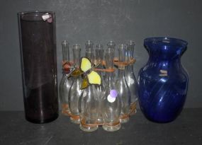 Group of Three Bottle Racks and Two Vase 3 bottles in racks
