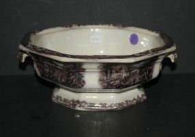 Ironstone Transferware Tureen 9"w, 2"h.