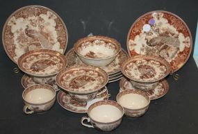 19 pcs. Peacock Designed China 6 salad plates, bowl, 6 saucers, 6 cups