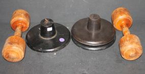 Two Wood Darners and Three Metal Tops