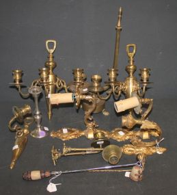 Brass Candleholders and two candle snuffers