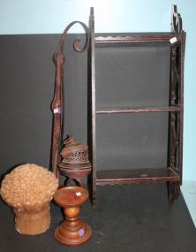 Mahogany Hanging Shelf wall hanging candleholder, wood candleholder with wheat candle