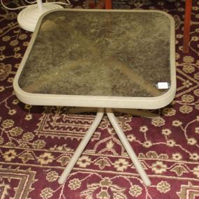 Glass Top Side Table 18"sq., 18"h.