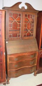 1950s Fall Front Desk Serpentine front and claw feet, 32"w., 16"d., 74"h.