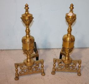 Pair of Brass Andirons 8"w., 18"h.