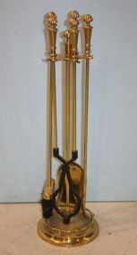 Brass Fireplace Tools and Stand 32"h.