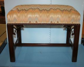 Chippendale Style Stool Stool with flame stitch upholstery, 17"w., 24"h.