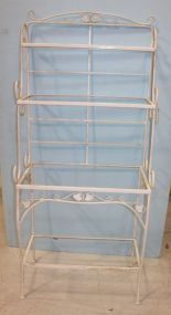White Iron Bakers Rack with Glass Shelves, 32"w., 18"d., 70"h.