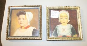 Small Pair Dutch Prints 4"square.
