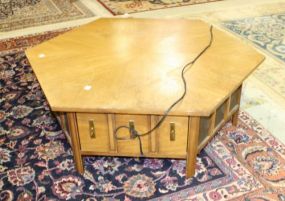 Six Sided Coffee Table with Stereo 44"w., 50"d., 17"h.