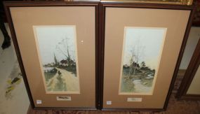 Two Prints of English Country Sides 15"w., 24"h.