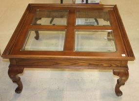 Contemporary Coffee Table with Glass Sections 37"w., 38"d., 18"h.