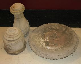 Concrete Bird Bath will set up, base seperated from neck, 26"h., 21"dia.