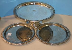 Silverplate Stand, and Two Plates Stand: 12"., Plates: 10".