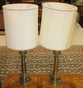 Pair of Brass Lamps 38"h.