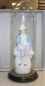 Bisque Figurine of Young Boy Under Dome, 12"h.