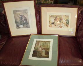 Three Prints of Children Saying the blessing, "The Intruder", and "Sweet Dreams", 21"w., 17"h.