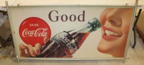 Vintage Double Sided Cardboard Coca Cola Sign 56"w., 28"h.